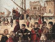 CARPACCIO, Vittore Arrival of the English Ambassadors (detail) fg France oil painting artist